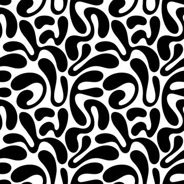 Seamless pattern with black waves. Trendy background in style retro 60s, 70s. 스톡 일러스트