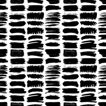 Seamless pattern black white brush strokes lines design, abstract simple scan Stock Illustration