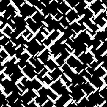 Seamless pattern black white cross hand drawn lines chalk grid, abstract simp Stock Illustration