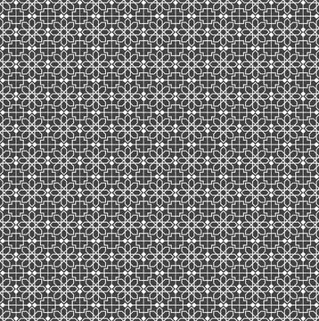 Seamless pattern black white geometric star mosaic ornamental tile design Stock Illustration