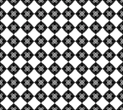 Seamless pattern black white geometric diamond mosaic tile ornamental design Stock Illustration