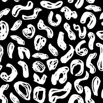 Seamless pattern black white leopard panther fur design, abstract simple line Illustrazione stock