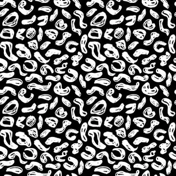 Seamless pattern black white leopard panther fur design, abstract simple line Stock Illustration