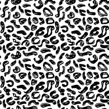 Seamless pattern black white leopard panther fur design, abstract simple line Illustrazione stock