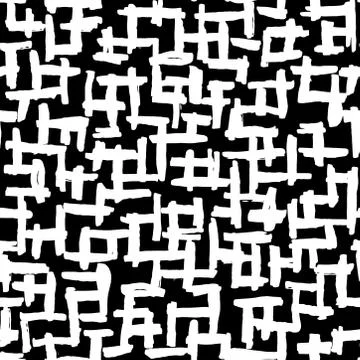 Seamless pattern black white lines chalk grid design, abstract simple scandin Stock Illustration