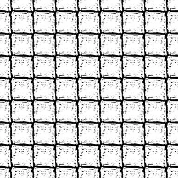 Seamless pattern black white squares chalk grid design, abstract simple scand Stock Illustration