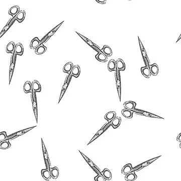 Seamless pattern blades scissors sketch hand drawn Stock Illustration