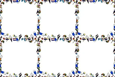 Seamless pattern. Blank blue, black, white square cadre rectangle label elegant Illustrazione stock