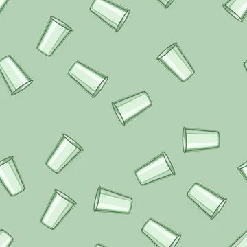 Seamless pattern blank plastic cup cartoon vector Stock Illustration