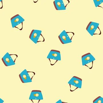 Seamless pattern blank reusable bag cartoon vector Stock Illustration