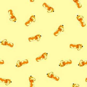 Seamless pattern blank reusable water bottle cartoon vector Stock Illustration
