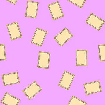 Seamless pattern Blank yellow card with scalloped frame design Illustrazione stock