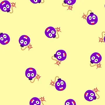 Seamless pattern blast bomb character cartoon vector イラスト素材