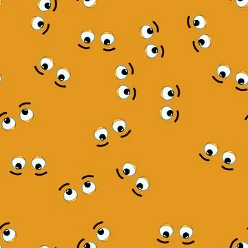 Seamless pattern blink eye emotions cartoon vector Stock Illustration