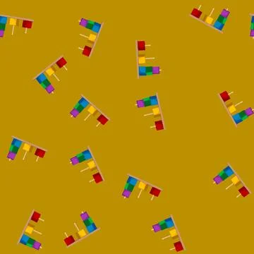 Seamless pattern blocks toy wooden color icon vector Stock Illustration
