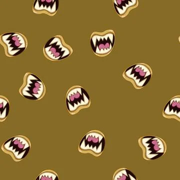 Seamless pattern blood horror mouth cartoon vector Illustrazione stock