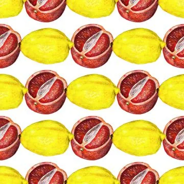 Seamless pattern with blood oranges Stock Illustration