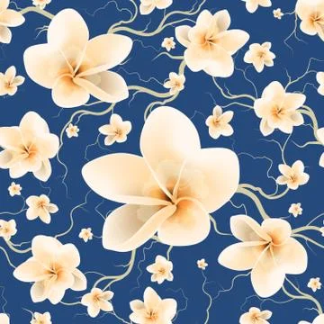 Seamless Pattern Bloom Flowers Stock Illustration