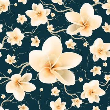 Seamless Pattern Bloom Flowers Illustrazione stock
