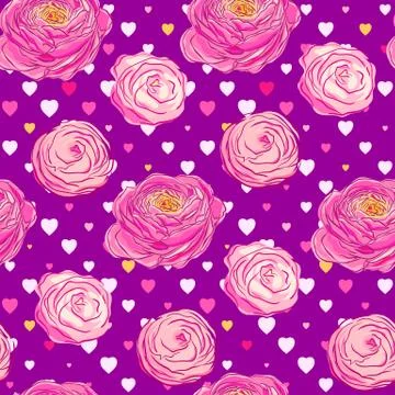 Seamless pattern with blooming flowers Stock Illustration