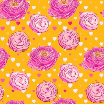 Seamless pattern with blooming flowers Stock Illustration