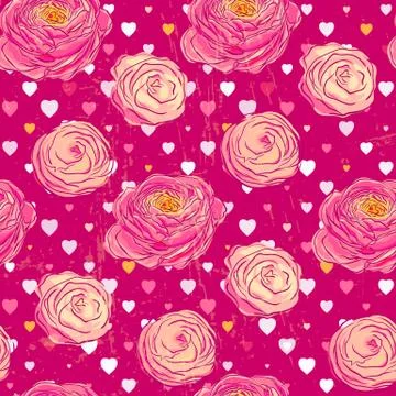 Seamless pattern with blooming flowers Stock Illustration