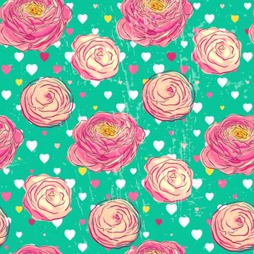 Seamless pattern with blooming flowers Stock Illustration