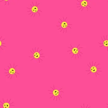 Seamless pattern blossom flower face cartoon vector Stock Illustration