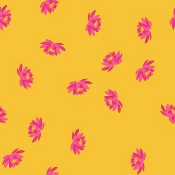 Seamless pattern blossom lotus flower cartoon vector Stock Illustration