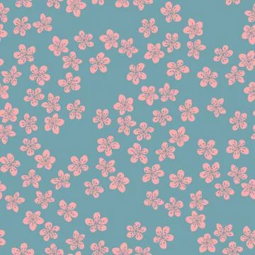 Seamless pattern with blossoming Japanese cherry sakura flowers.Pink flowers  Stock Illustration