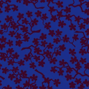 Seamless pattern with blossoming Japanese cherry sakura branches.Burgundy flo Stock Illustration