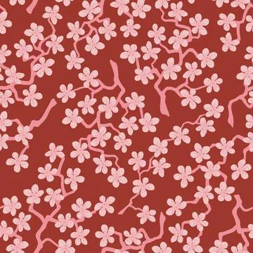 Seamless pattern with blossoming Japanese cherry sakura branches.Pink flowers Stock-Illustration