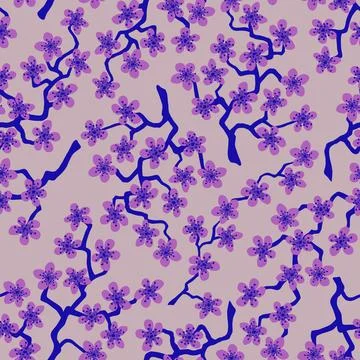 Seamless pattern with blossoming Japanese cherry sakura branches.Pink flowers Stock-Illustration