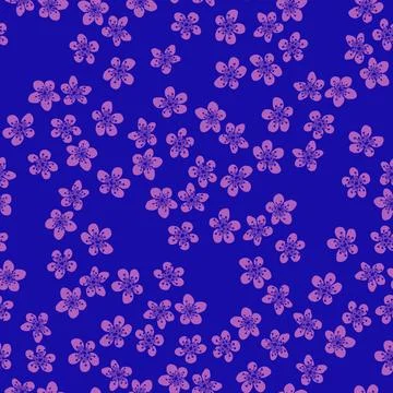 Seamless pattern with blossoming Japanese cherry sakura flowers.Pink flowers  Stock Illustration