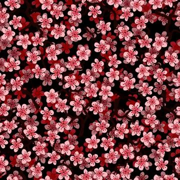 Seamless pattern with blossoming Japanese cherry sakura branches.Pink flower  Stock-Illustration