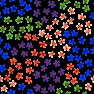 Seamless pattern with blossoming Japanese cherry sakura branches. Colored flo Stock Illustration