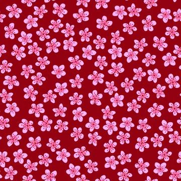 Seamless pattern with blossoming Japanese cherry sakura branches. Pink flower Illustrazione stock