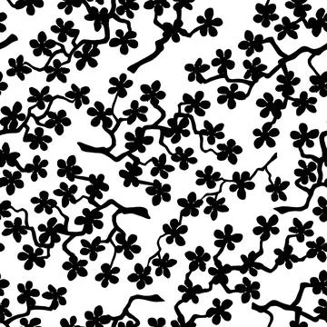 Seamless pattern with blossoming Japanese cherry sakura branches for fabric,p Stock-Illustration