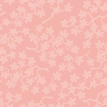 Seamless pattern with blossoming Japanese cherry sakura branches for fabric,  Stock Illustration