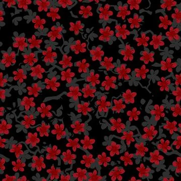 Seamless pattern with blossoming Japanese cherry sakura branches for fabric,p Stock Illustration
