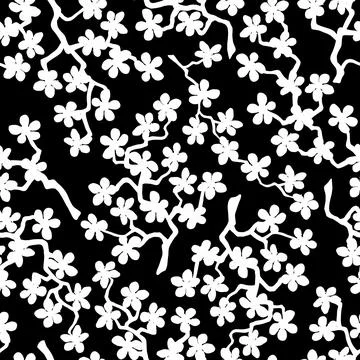 Seamless pattern with blossoming Japanese cherry sakura branches for fabric,p Stock Illustration