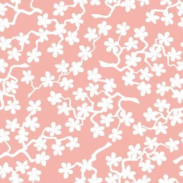 Seamless pattern with blossoming Japanese cherry sakura branches for fabric,  Stock Illustration