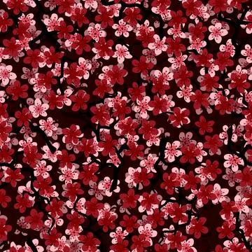Seamless pattern with blossoming Japanese cherry sakura branches for fabric,p Stock Illustration