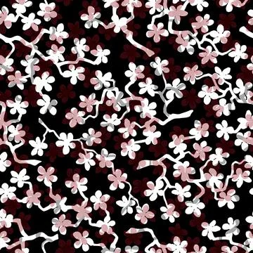 Seamless pattern with blossoming Japanese cherry sakura branches for fabric,p Stock Illustration