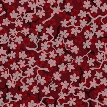 Seamless pattern with blossoming Japanese cherry sakura branches for fabric,p Stock Illustration