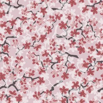 Seamless pattern with blossoming Japanese cherry sakura branches for fabric,p イラスト素材