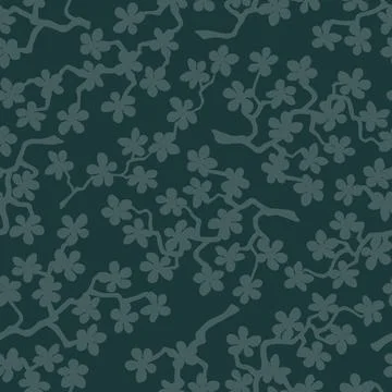 Seamless pattern with blossoming Japanese cherry sakura branches for fabric,  Stock Illustration