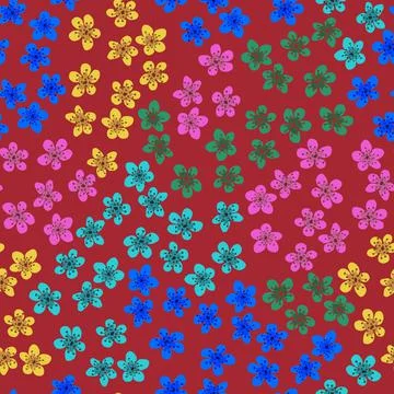 Seamless pattern with blossoming Japanese cherry sakura for fabric, packaging Stock Illustration