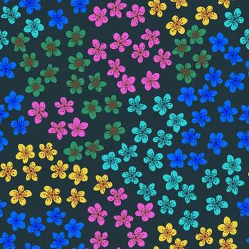 Seamless pattern with blossoming Japanese cherry sakura for fabric, packaging Illustrazione stock