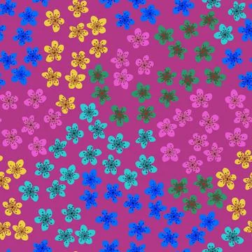 Seamless pattern with blossoming Japanese cherry sakura for fabric, packaging Stock Illustration